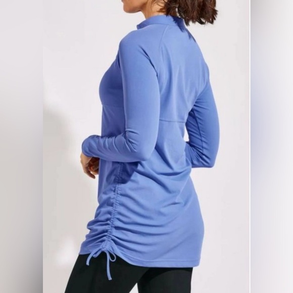 Coolibar Lawai Ruche UV Swim Shirt Sz Large UPF 50+ in Aura Blue Color Tol - Picture 3 of 16